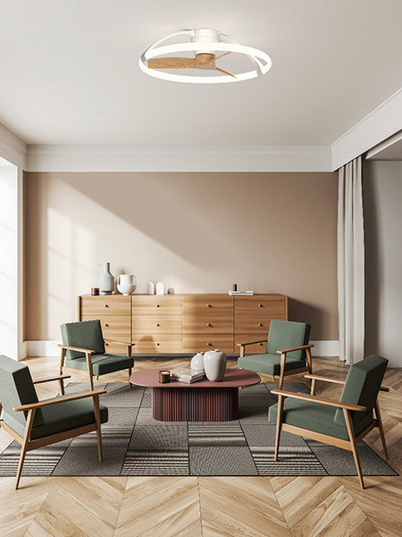 リビングに設置したシーリングファン ライト